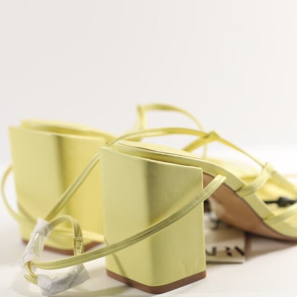 ZARA • Yellow Square Toe Strappy Heeled Sandals - Picture 2 of 5